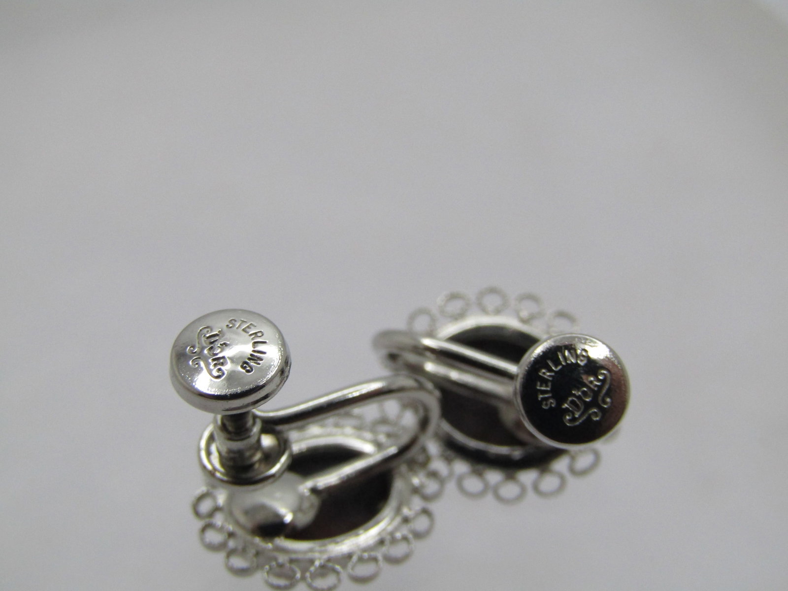 Vintage Sterling Cameo Shell Earings, Signed D'or, Mother-of-pearl, 1960's-1970's - 4