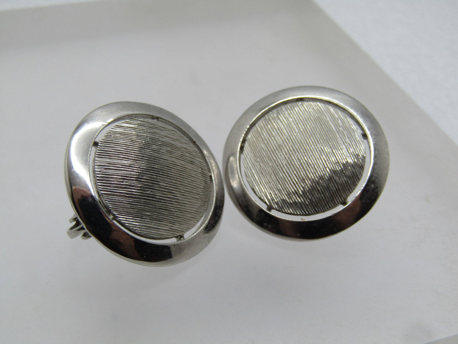 Vintage Brushed and Smooth Silver Clip Earrings, 1950's-1960's, 1" - 3