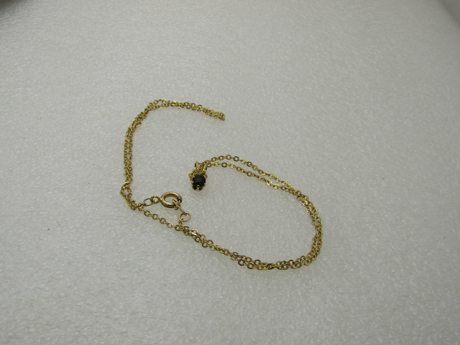 Vintage Gold Tone Black Solitaire Necklace, 17" NL - 4