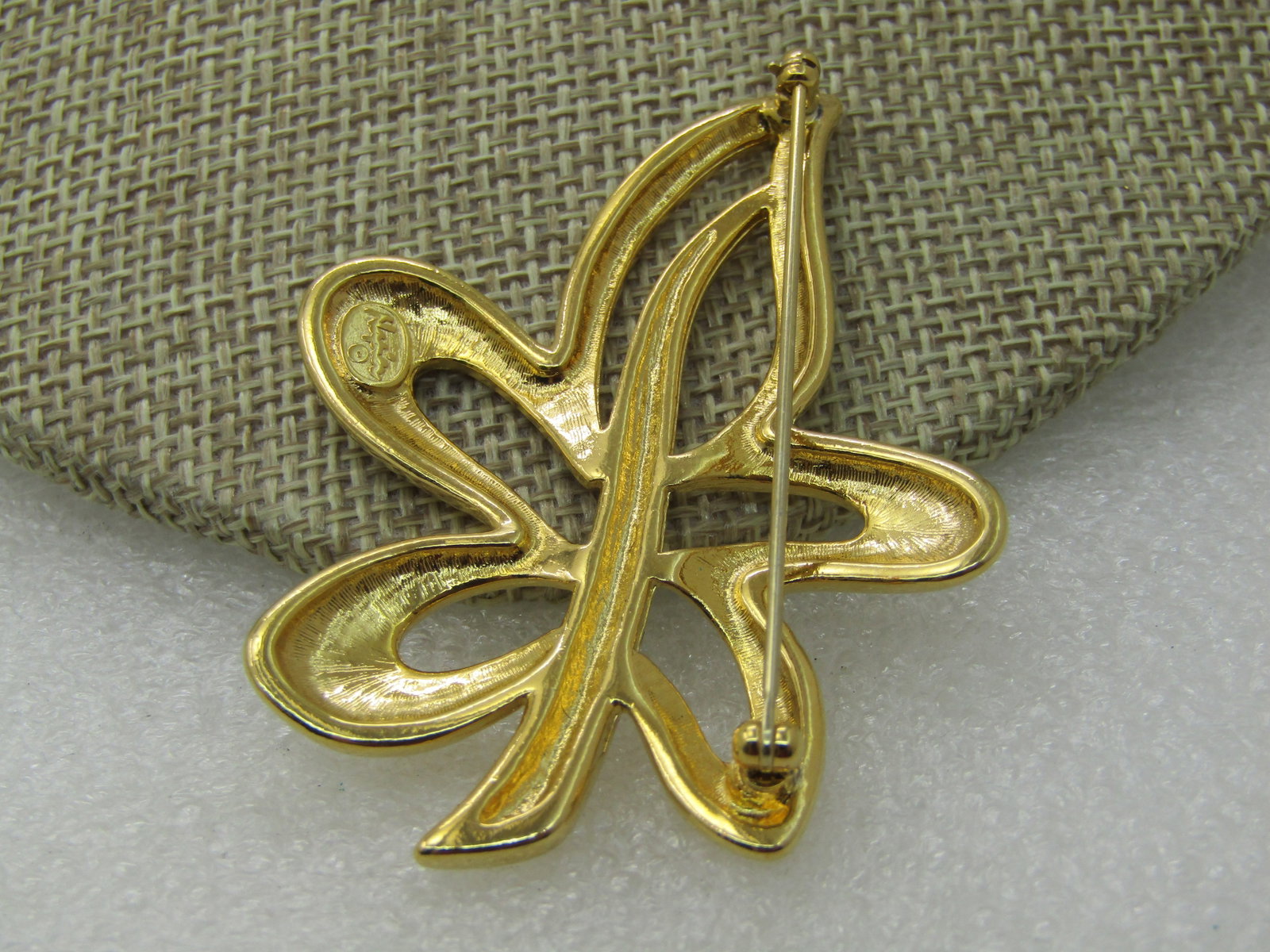 Vintage Napier Gold Tone Open Leaf Brooch, 2.5" - 4