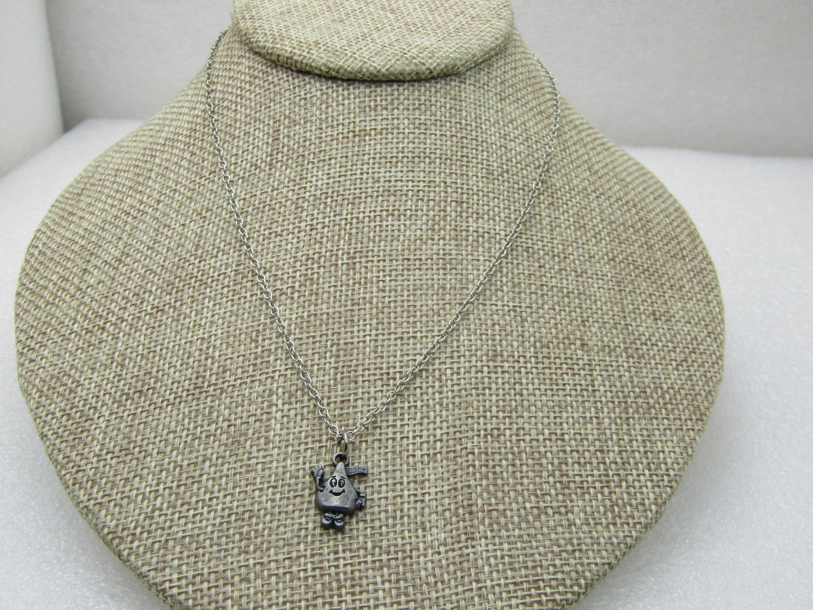 Vintage Hershey's Kiss Necklace, 16", 1970's. Silver & Pewter Tone NL (1 of 6)