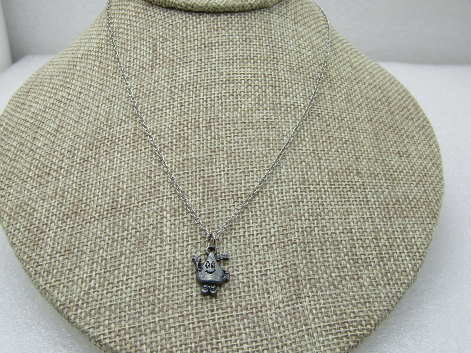 Vintage Hershey's Kiss Necklace, 16", 1970's. Silver & Pewter Tone NL - 2