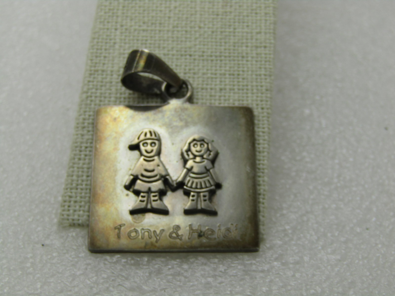 Vintage Sterling Silver Tony & Heidi Couple Pendant, 2", 15.13gr. - 2