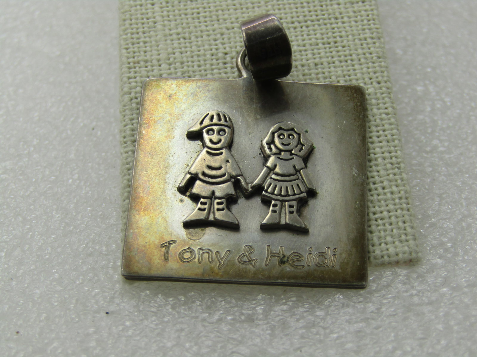 Vintage Sterling Silver Tony & Heidi Couple Pendant, 2", 15.13gr. - 3