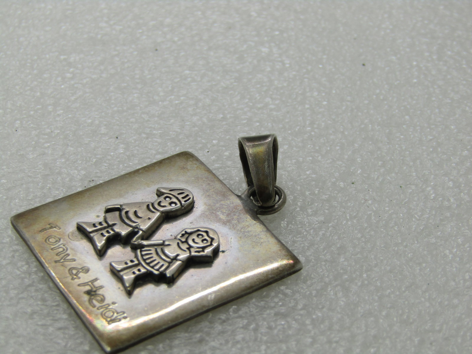 Vintage Sterling Silver Tony & Heidi Couple Pendant, 2", 15.13gr. - 5