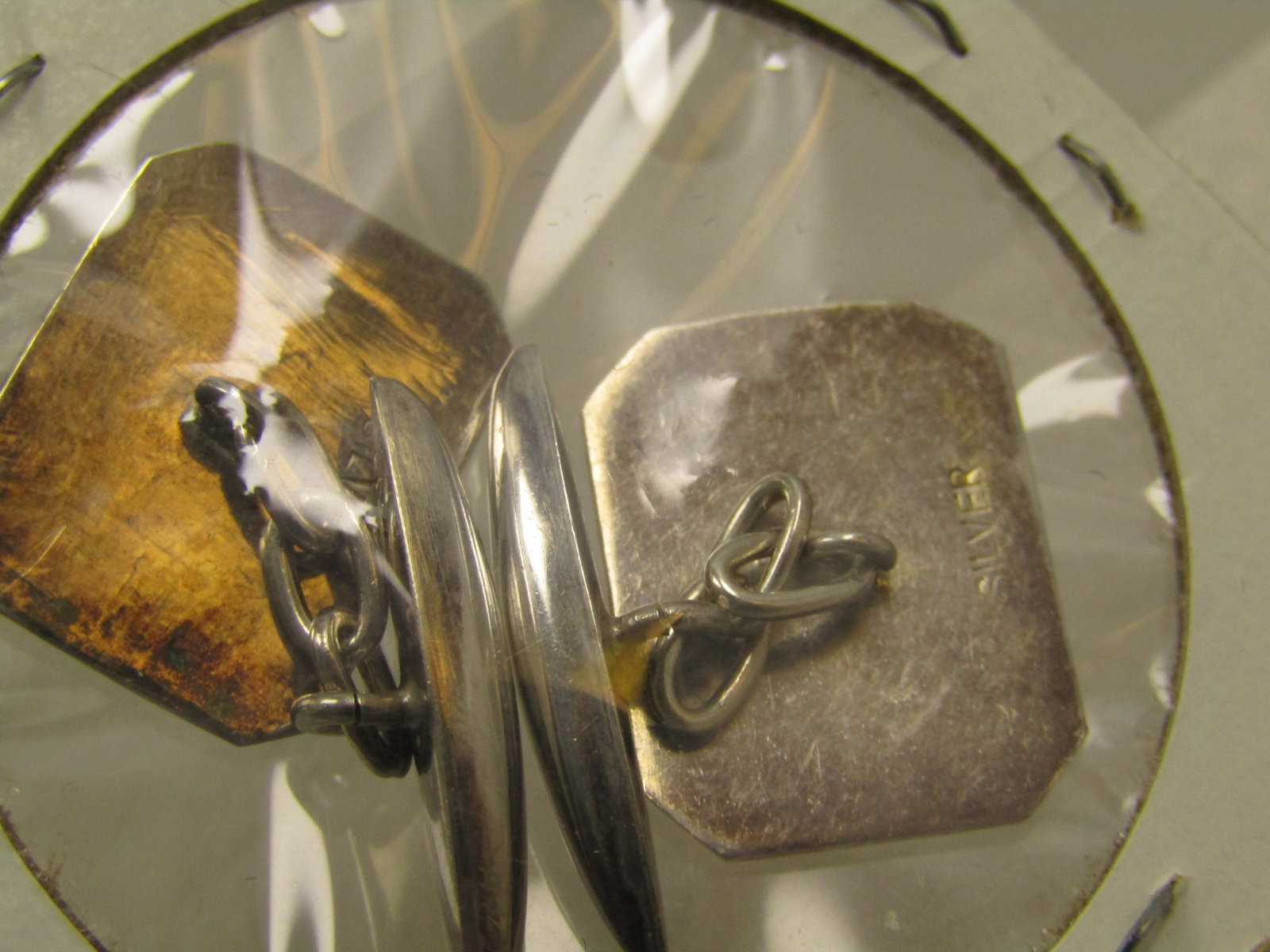 Vintage .800 Silver Engraved Cufflinks, Chain Connector 1930's-1940's - 4