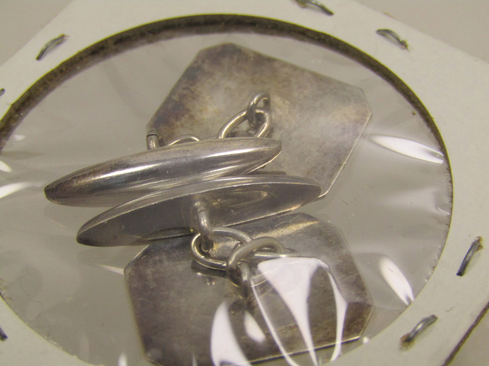 Vintage .800 Silver Engraved Cufflinks, Chain Connector 1930's-1940's - 5