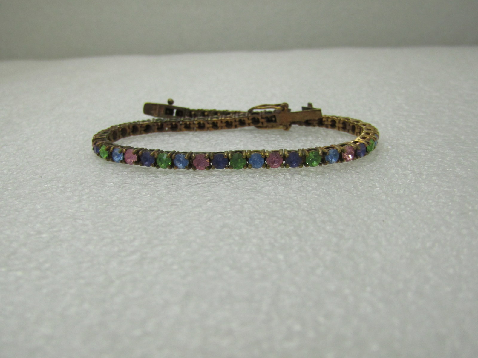 Vintage Joan Rivers Pastel Crystal Tennis Bracelet, 7.75", 3.5mm - 2