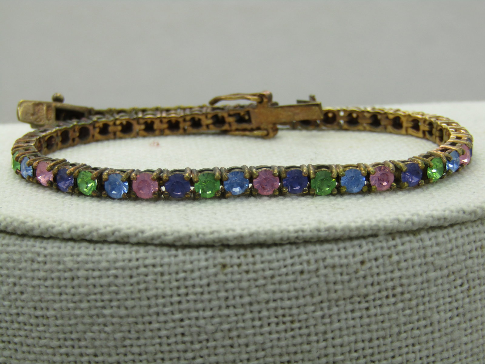 Vintage Joan Rivers Pastel Crystal Tennis Bracelet, 7.75", 3.5mm - 4