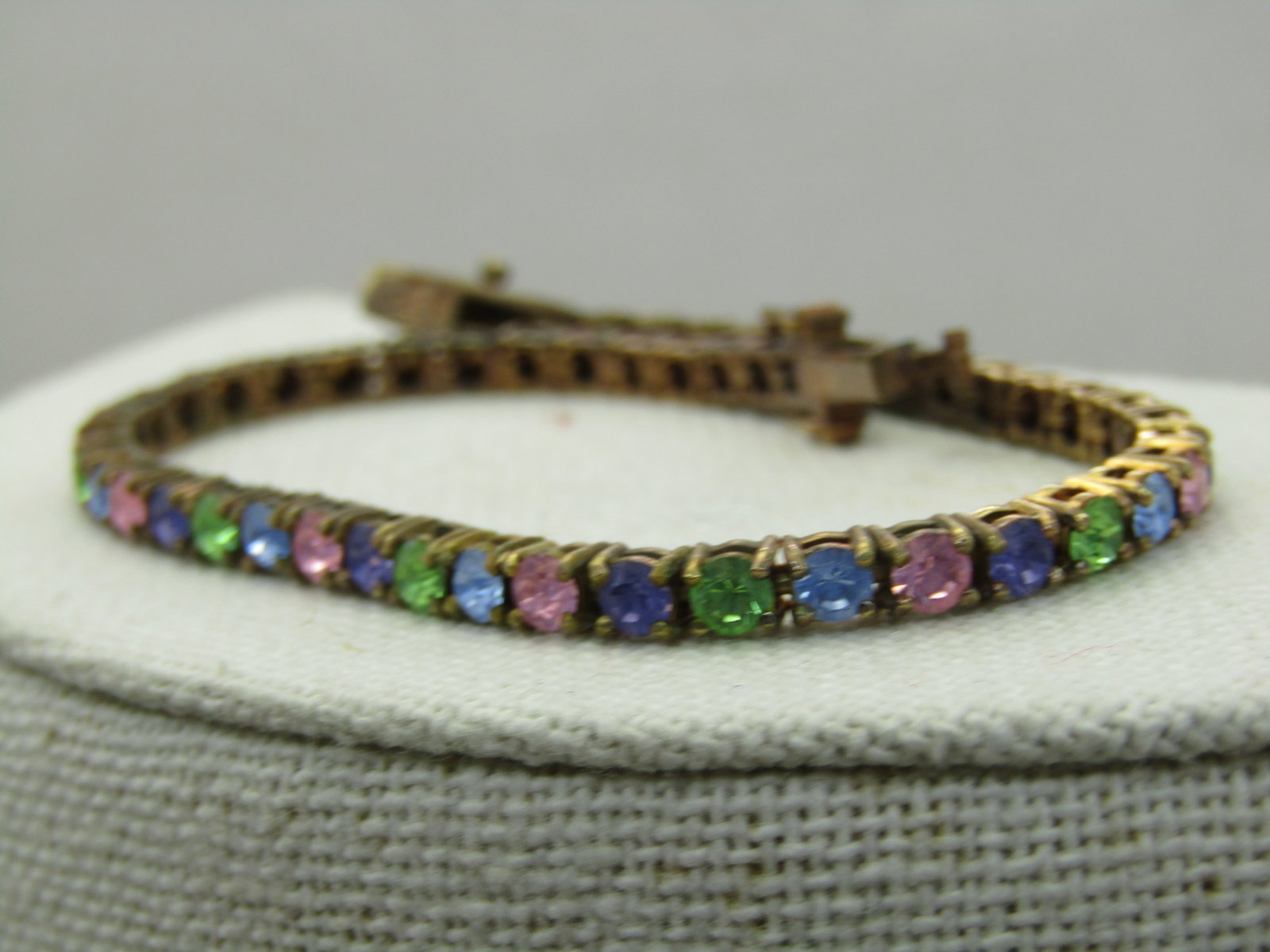 Vintage Joan Rivers Pastel Crystal Tennis Bracelet, 7.75", 3.5mm - 5