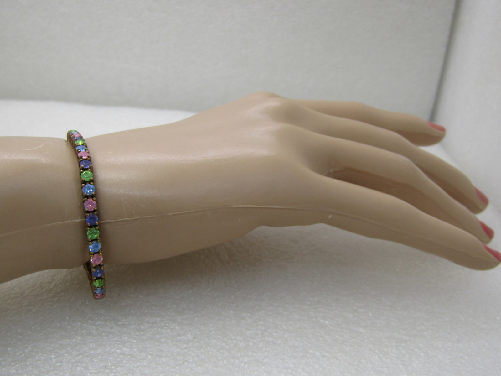 Vintage Joan Rivers Pastel Crystal Tennis Bracelet, 7.75", 3.5mm - 6