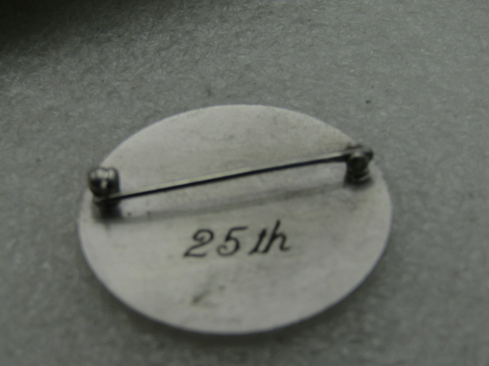 Vintage Sterling Engraved SWM Circle Brooch, 1.25", 25th Engraved on Back - 4