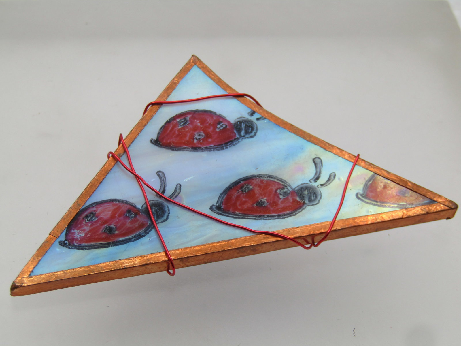 Vintage Copper Framed Lady Bug Brooch, 1990's, Hand Made - 2
