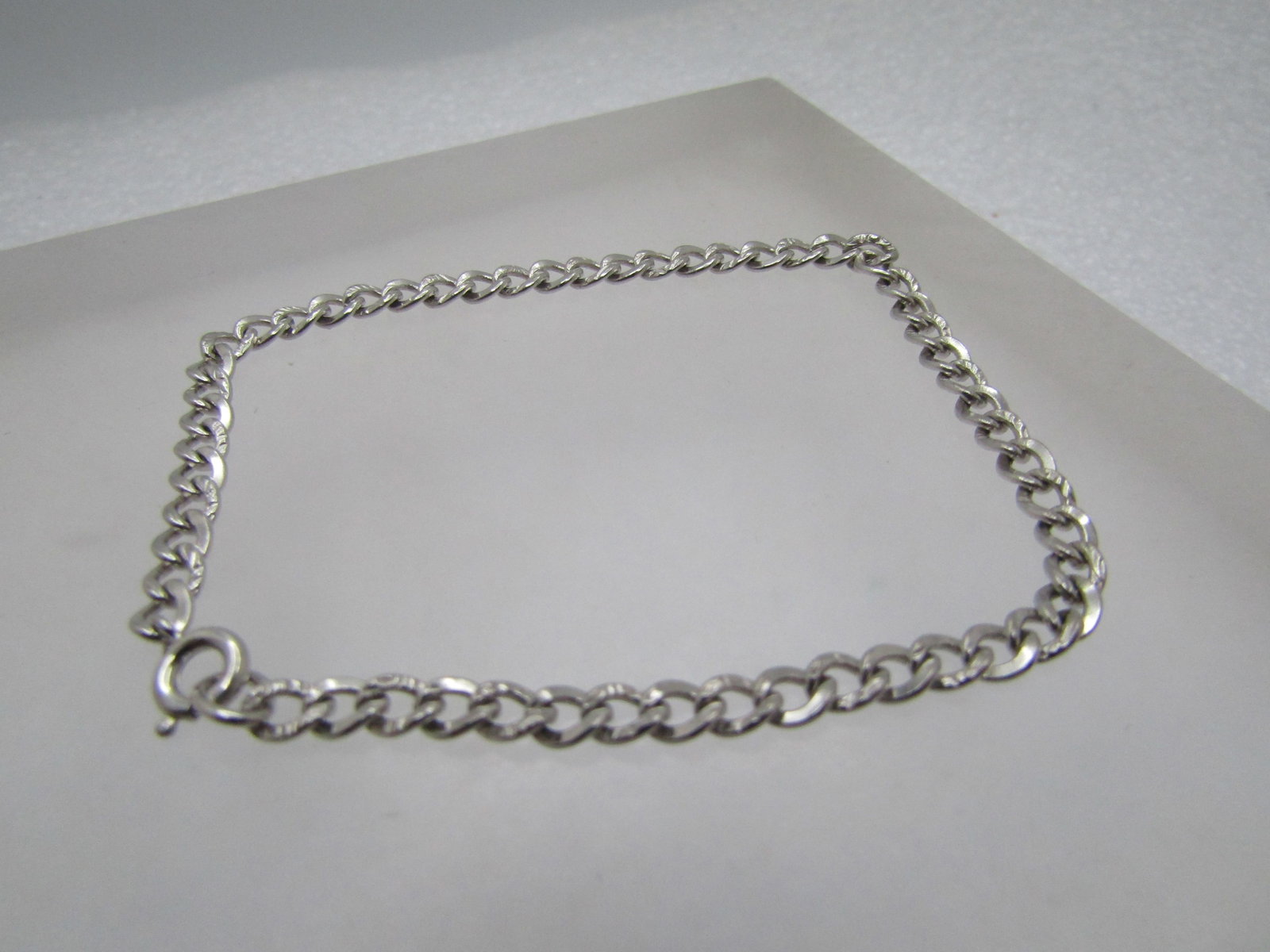 Vintage Sterling Curb Link Bracelet, 7.5", 3.5mm Wide. Unisex (1 of 6)