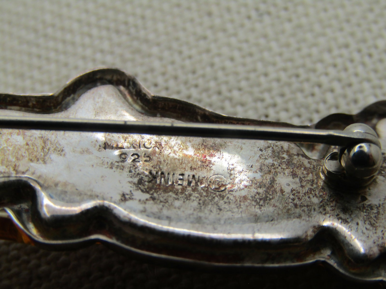 Vintage Sterling Girl Image Insert Brooch, Signed Meink, Mexico, 1980's - 3