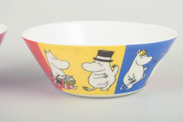 Arabia, Finland. Two colourful porcelain Moomin bowls. 21st century. - 2