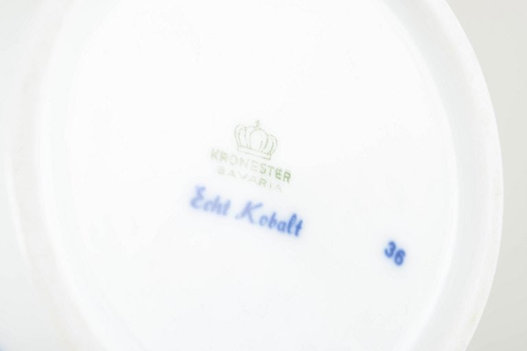 Kronester, Germany. Two porcelain flower pot holders decorated with cobalt-blue glaze. Mid/late 20th - 4