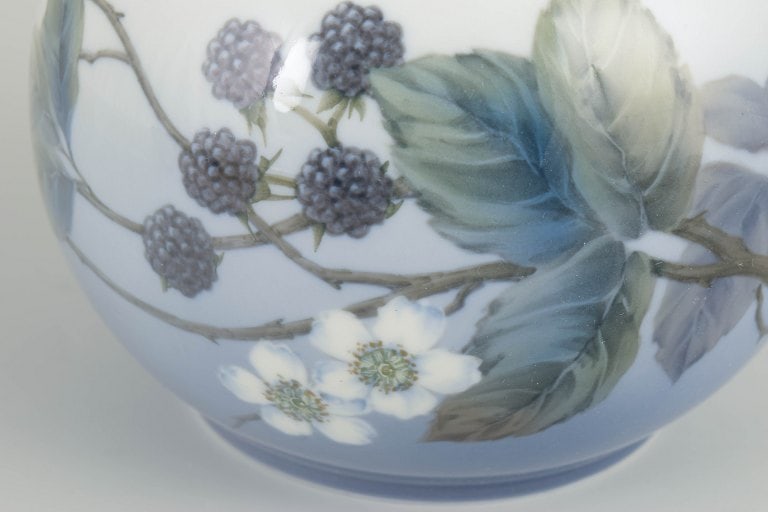 Royal Copenhagen, Denmark. Round baluster-shaped porcelain vase decorated with berry branches and - 3