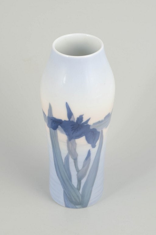 Royal Copenhagen, Denmark. Tall porcelain vase decorated with floral motifs. Approx. 1920s. - 2