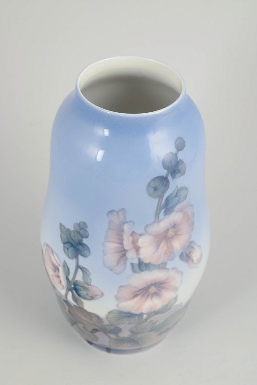 Royal Copenhagen, Denmark. Large baluster-shaped porcelain vase decorated with flowers and foliage - 2