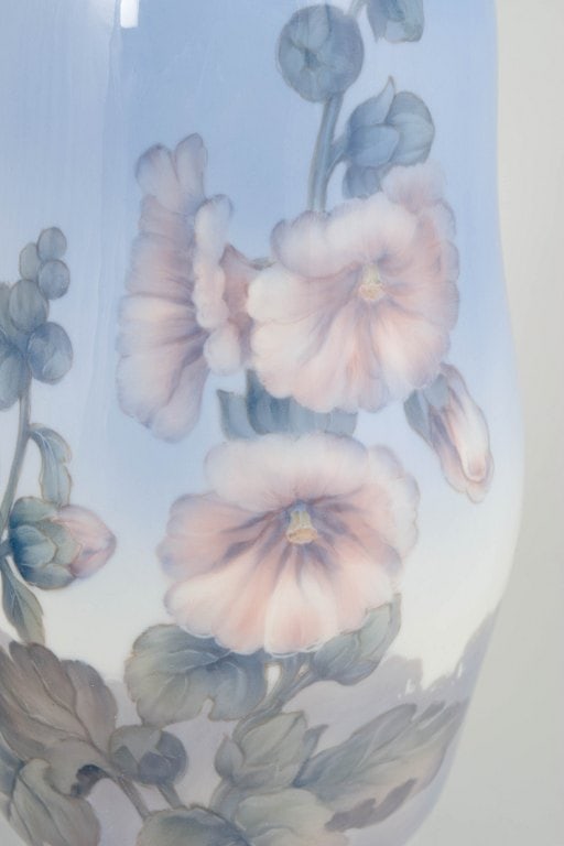 Royal Copenhagen, Denmark. Large baluster-shaped porcelain vase decorated with flowers and foliage - 3