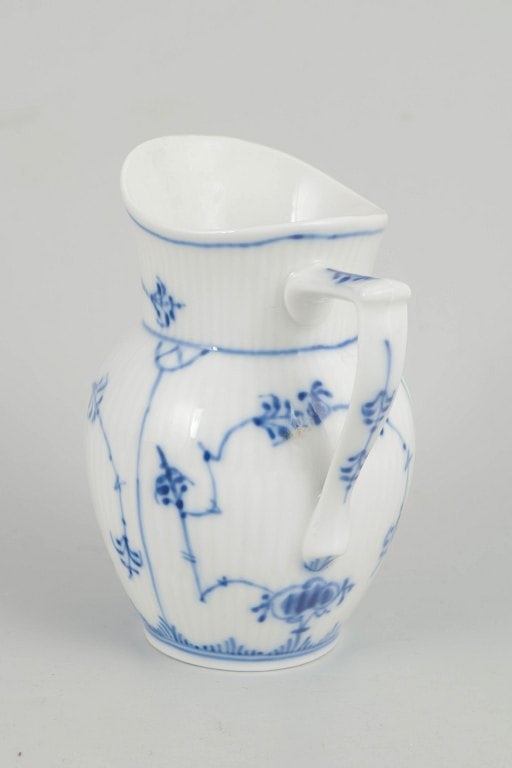Royal Copenhagen, Denmark. Porcelain creamer decorated with cobalt-blue underglaze, Blue Fluted - 3