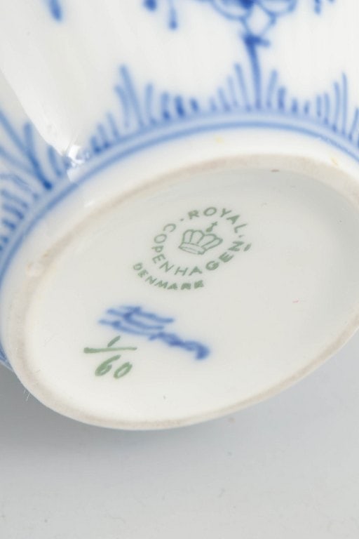 Royal Copenhagen, Denmark. Porcelain creamer decorated with cobalt-blue underglaze, Blue Fluted - 4