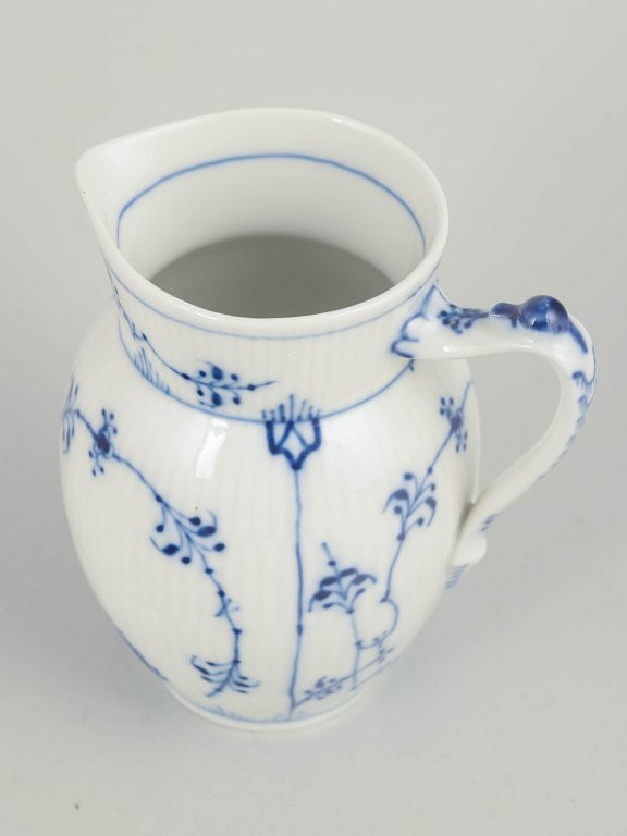 Royal Copenhagen, Denmark. Porcelain creamer decorated with cobalt-blue underglaze, Blue Fluted - 2