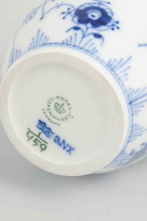 Royal Copenhagen, Denmark. Porcelain creamer decorated with cobalt-blue underglaze, Blue Fluted - 4