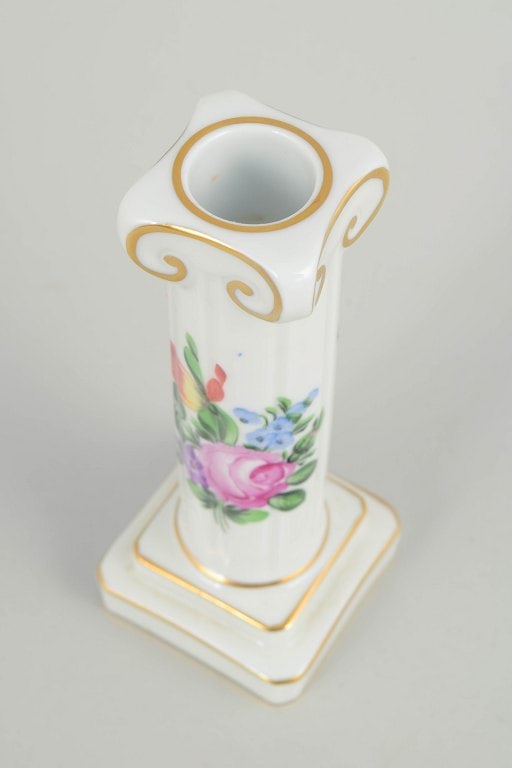 Herend, Hungary. Porcelain candlestick with floral decoration. Mid-20th century. - 2