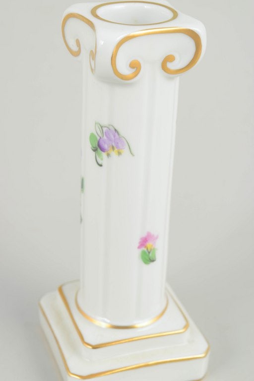 Herend, Hungary. Porcelain candlestick with floral decoration. Mid-20th century. - 3