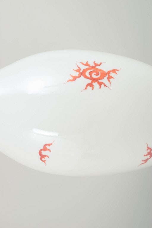 Germany. Porcelain vase decorated with a red Ming dragon. Approx. 1940s. - 3