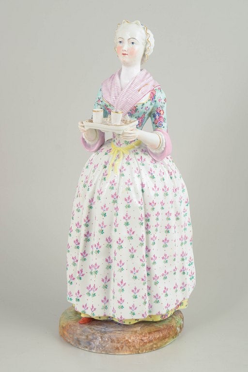 Meissen, Germany. La Belle Chocolatière, porcelain figurine. Museum quality. Approx. 1790s.: Meissen, La Belle Chocolatière, figurine. Museum´s quality. Large Meissen porcelain figure made after Jean-Étienne Liotard's celebrated subject “La Belle Chocolatière” (1744). The figure