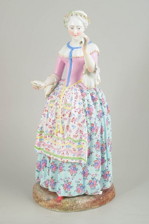 Meissen, Germany. La Belle Chocolatière, porcelain figurine. Museum quality. Approx. 1790s.: Meissen, La Belle Chocolatière, figurine. Museum quality Large Meissen porcelain figure made after Jean-Étienne Liotard's celebrated subject “La Belle Chocolatière” (1744). The figure