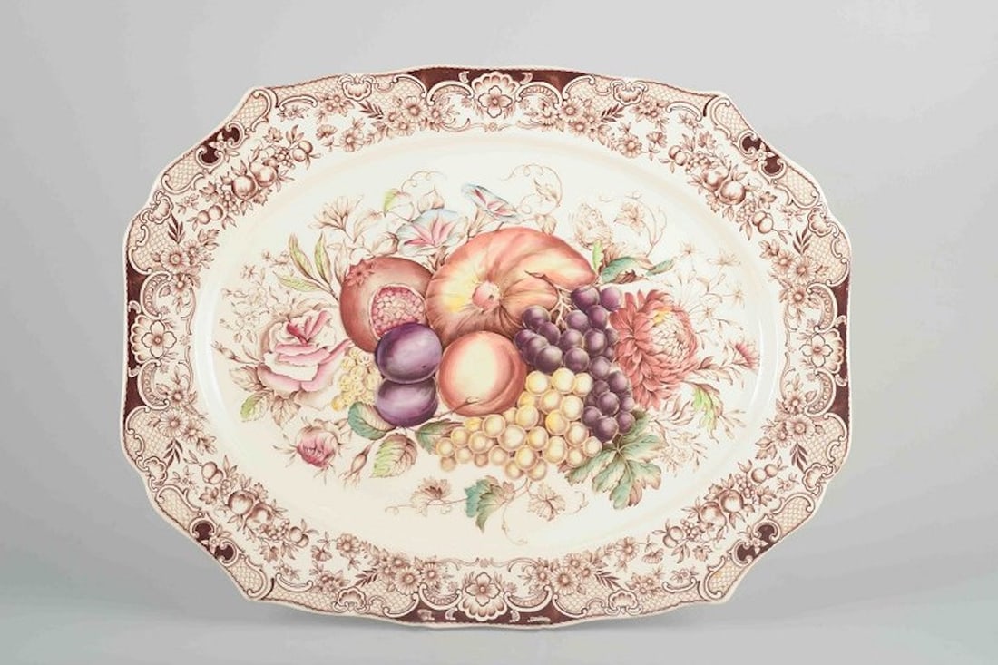 Johnson Bros., England, Staffordshire. Very large rectangular platter in transfer printed (1 of 4)