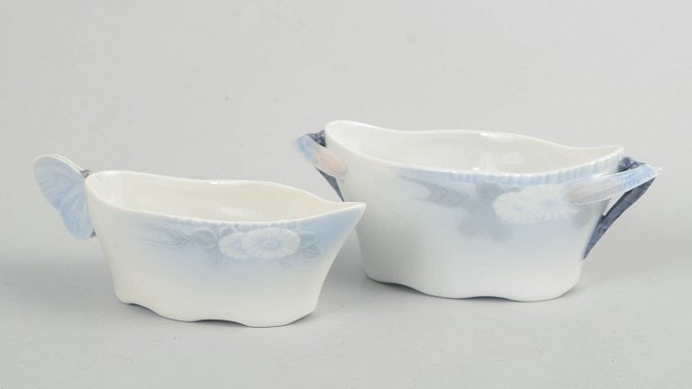 Royal Copenhagen, Denmark. Midsummer Night's Dream, porcelain creamer and sugar bowl. Approx. 1920s. (1 of 4)