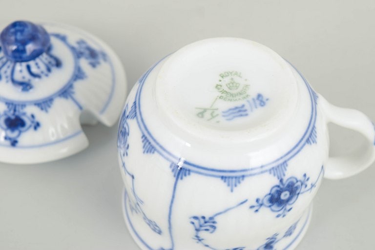 Royal Copenhagen, Denmark. Blue Fluted Plain porcelain cream cup with lid decorated with blue - 4