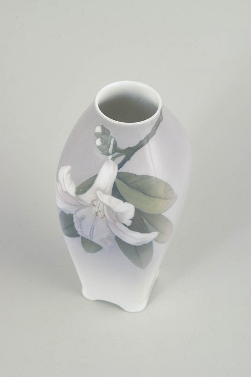 Royal Copenhagen, Denmark. Art Nouveau, porcelain vase with flowering branches and foliage. Circa - 2