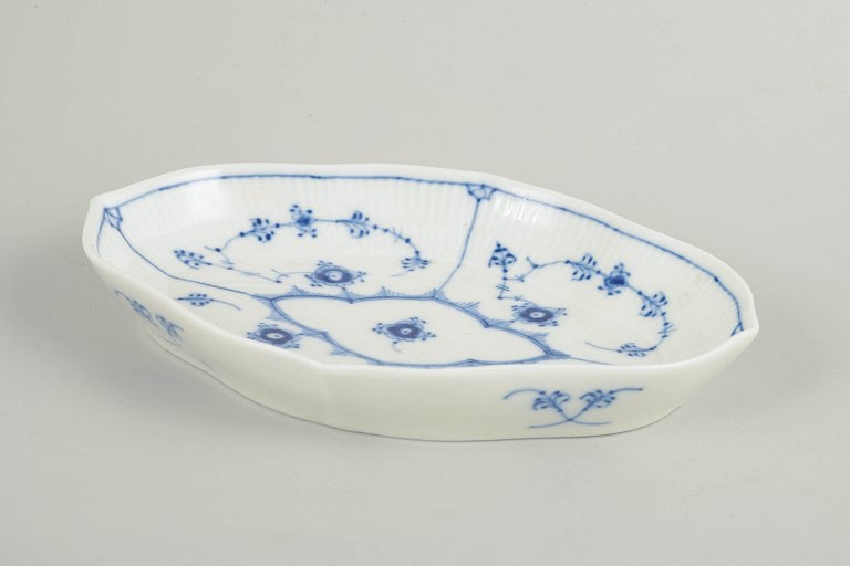 Royal Copenhagen, Denmark. Blue Fluted Plain oval porcelain dish with underglaze decoration. Approx. - 2