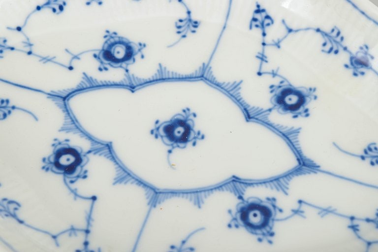 Royal Copenhagen, Denmark. Blue Fluted Plain oval porcelain dish with underglaze decoration. Approx. - 3