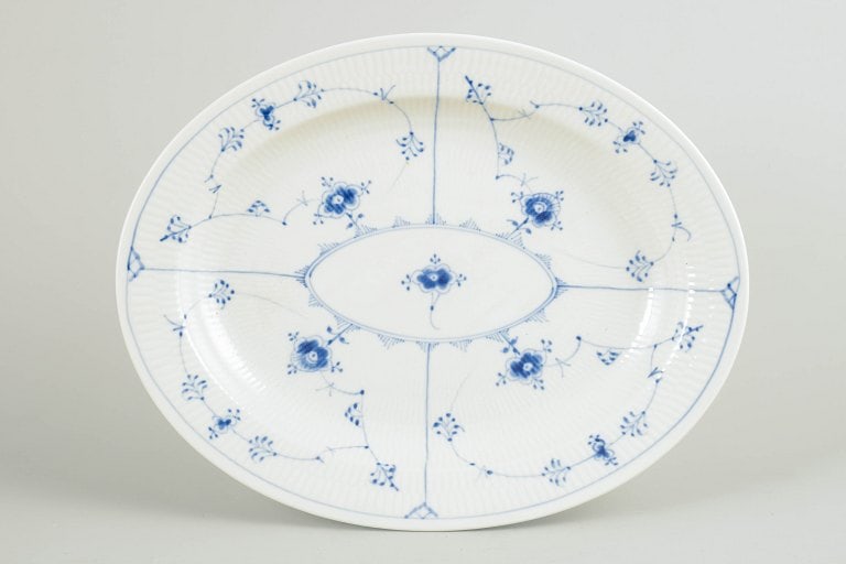 Royal Copenhagen, Denmark. Blue Fluted Plain porcelain serving tray with underglaze blue decoration. (1 of 4)