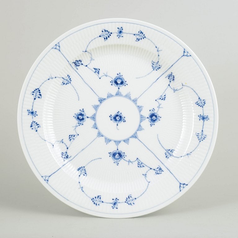 Royal Copenhagen, Denmark. Blue Fluted Plain porcelain serving platter with underglaze blue (1 of 4)