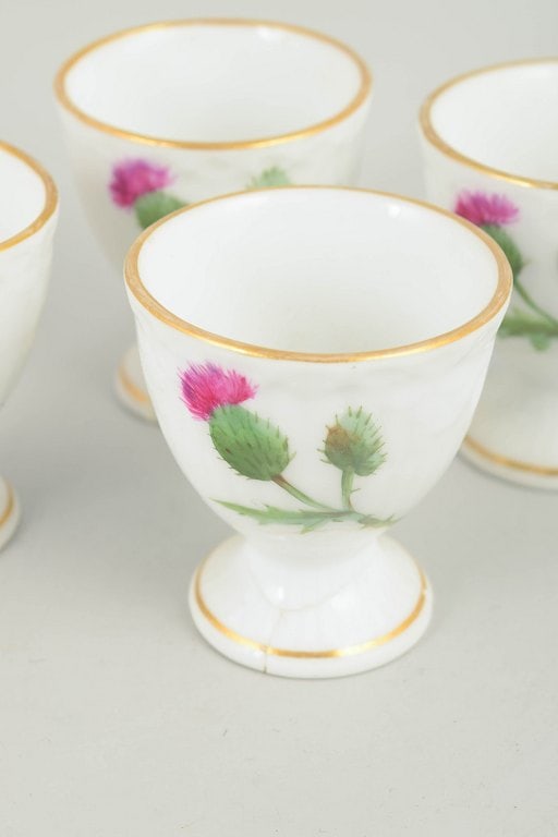Royal Copenhagen, Denmark. Set of four porcelain egg cups with thistle motif. Second half of the - 3