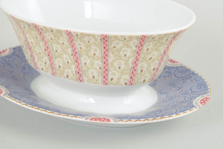 Royal Copenhagen, Denmark. Fairytale sauce boat in white porcelain with decoration in pink, blue and - 3