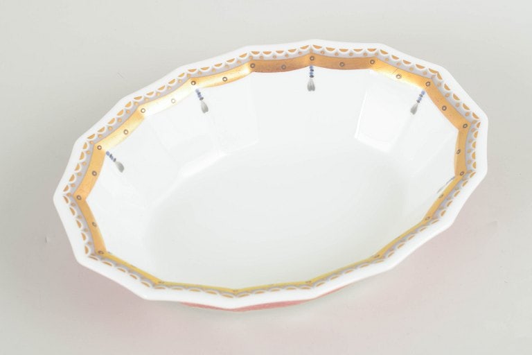 Royal Copenhagen, Denmark. Low bowl in white porcelain with decoration in pink tones. Approx. - 2