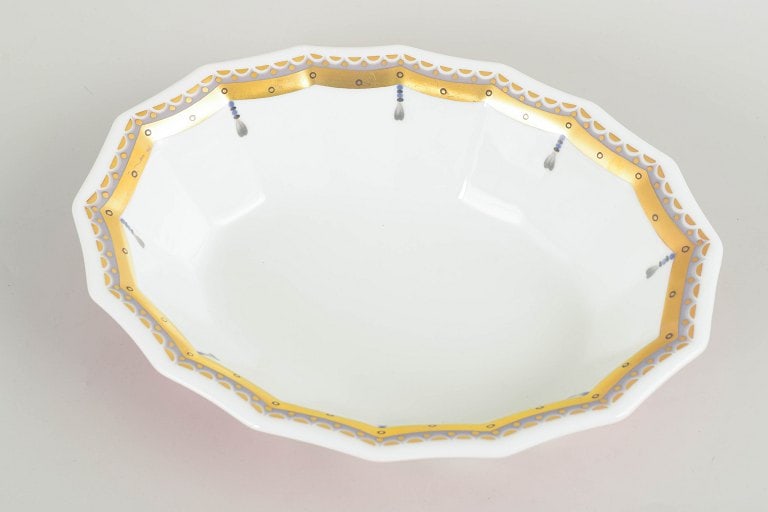 Royal Copenhagen, Denmark. Low bowl in white porcelain with decoration in pink tones. Approx. - 2