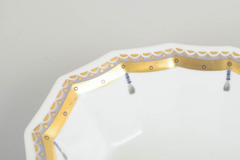 Royal Copenhagen, Denmark. Low bowl in white porcelain with decoration in pink tones. Approx. - 3