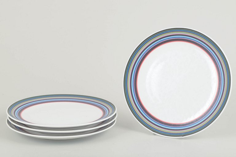 Alfredo Häberli for Iittala, Finland. Set of four porcelain lunch/salad plates with multicoloured (1 of 4)