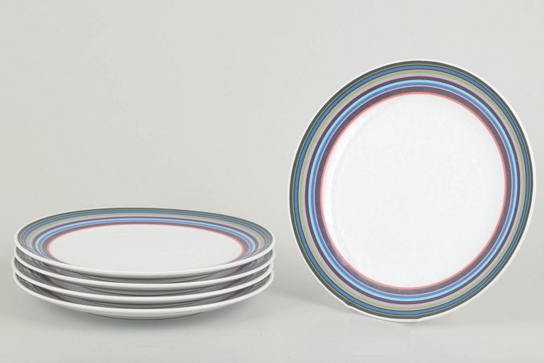 Alfredo Häberli for Iittala, Finland. Set of five porcelain lunch/salad plates with multicoloured (1 of 4)