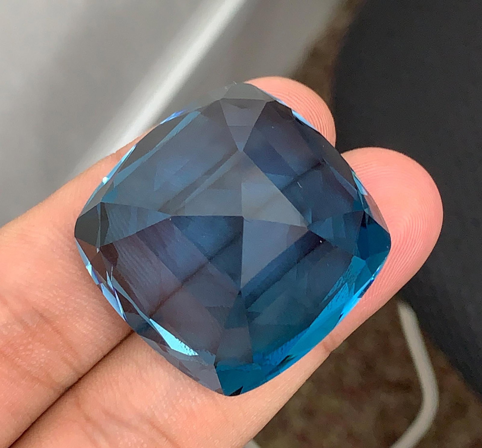 Certified Natural London Blue Topaz Gemstone: 169.29 Ct Cushion Cut Brazil Collector Stone - 5